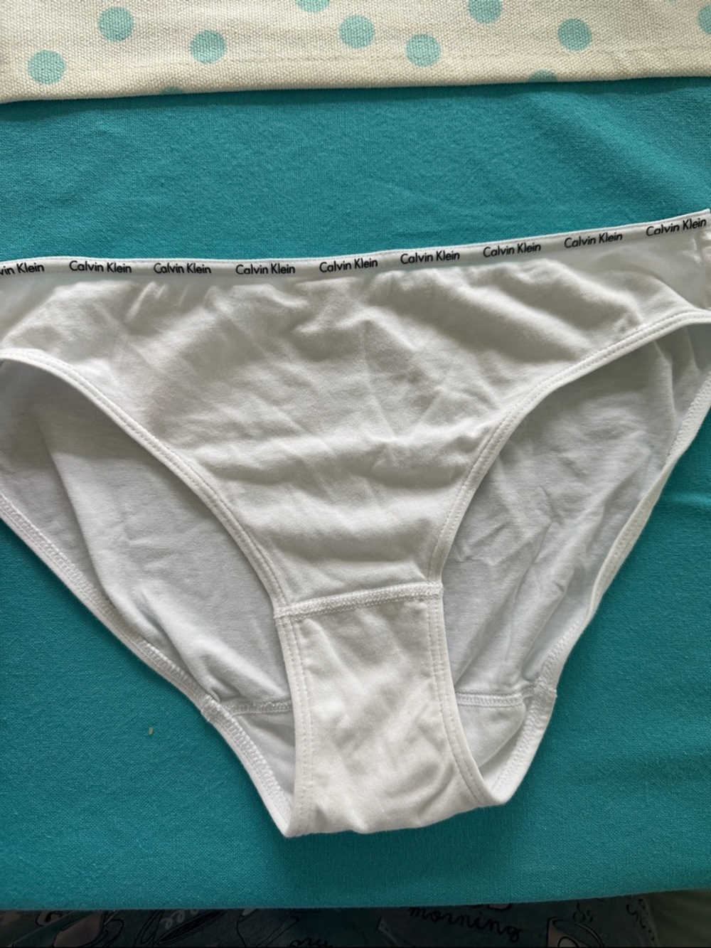 Calvin Klein White Ladies’Cotton Bikini Briefs with Logo Waistband